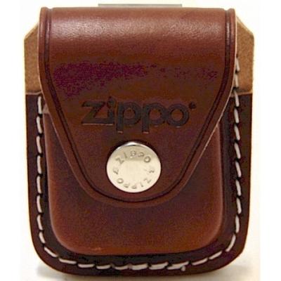 LPCB Zippo öngyújtó tartó, barna bőr, fém csipeszes